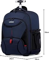 LIGSAN Gurulós Hátizsák Kerekes Laptoptartóval - Kék Utazó Táska Felnőtteknek, Vízálló 2in1 Iskolatáska Teleszkópos Fogantyúval 7