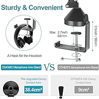 Vista 3 de Brazo de brazo, brazo de micrófono ajustable con 2 clips y filtro pop, escritorio con soporte de micrófono con adaptador de 3/8 a 5/8 pulgadas