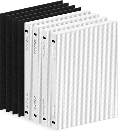 Paquete de 4 filtros HEPA de repuesto, compatible con Fellowes AeraMax 290300 y Fellowes DX95 Purifer, parte # 9287201