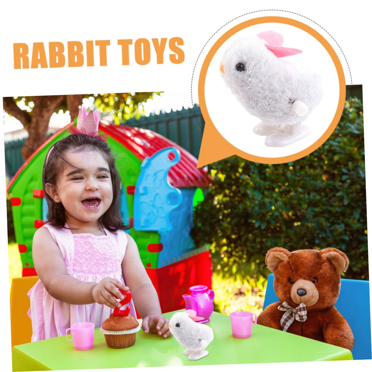 IMIKEYA Lapin à Remonter En Peluche – Jouet Sautillant Pour Tout-petits 1-3 Ans – Doux Et Adorable – Idéal Pâques Ou Anniversaire