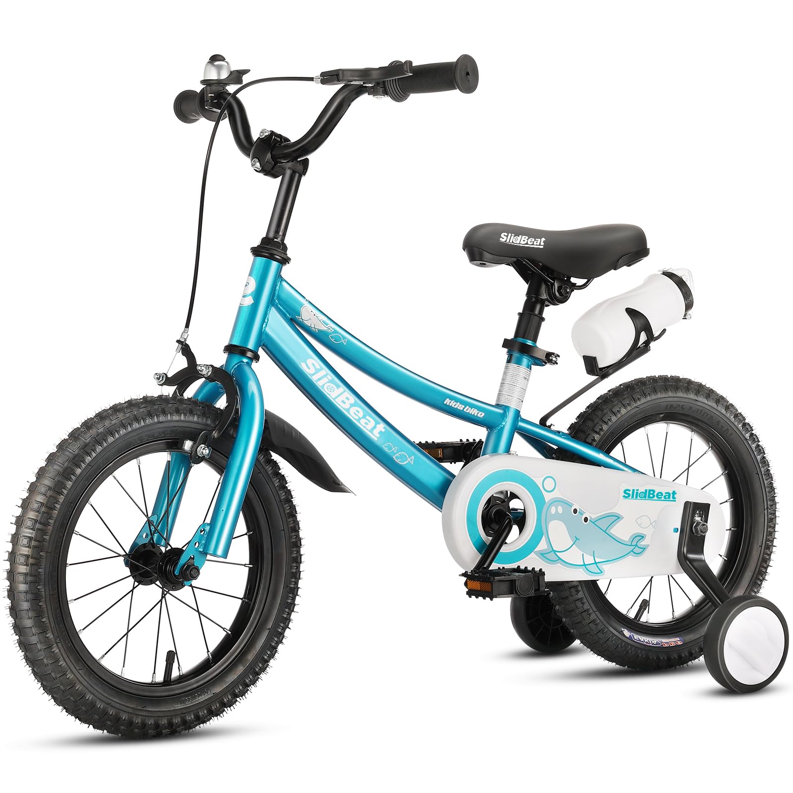 SLIDBEAT Kids Bike with Training Wheels 14 Inch Children Bicycle for Ages 3-6 with Kickstand and Adjustable Seat