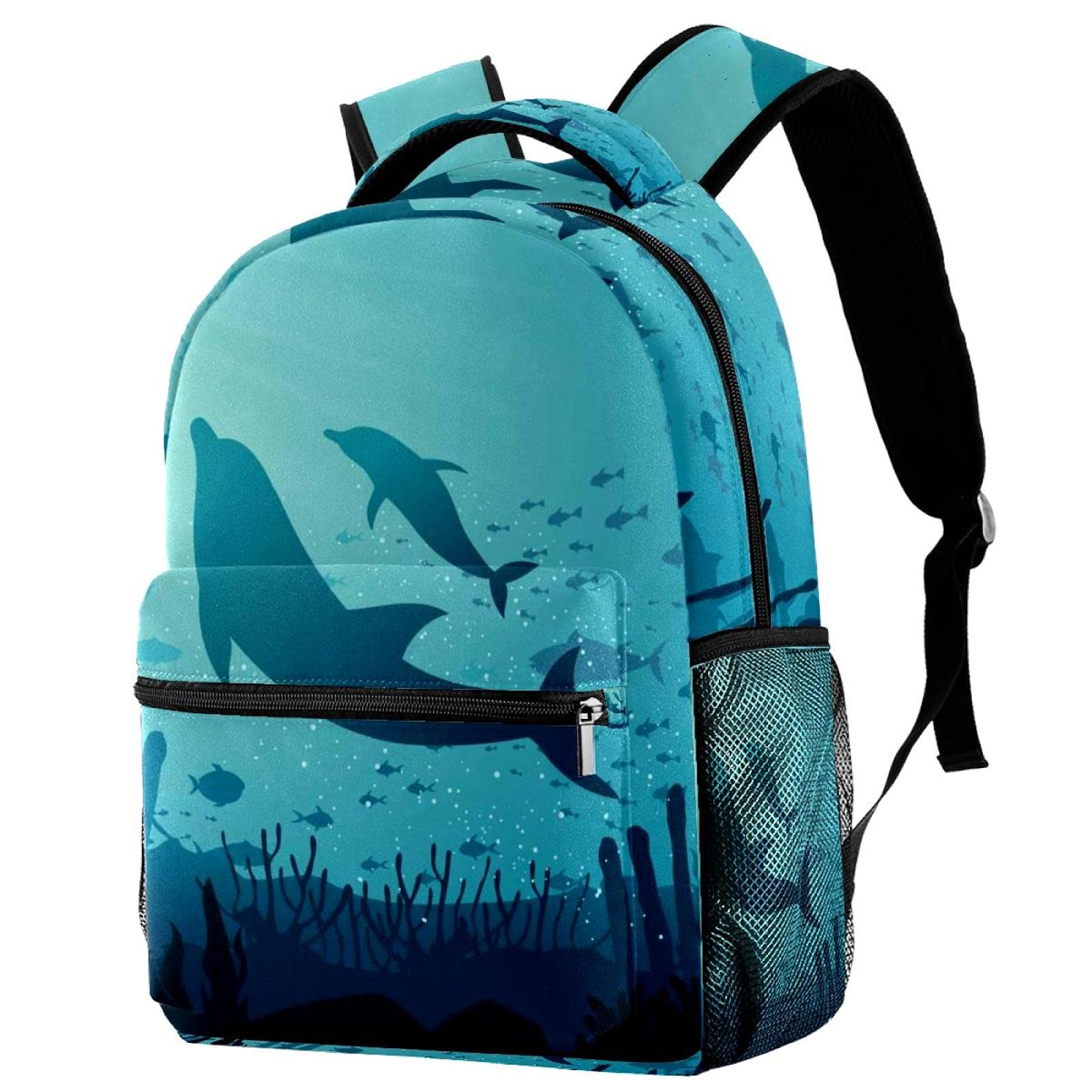 Sac à dos décontracté motif dauphines imprimé océan coloré - 7