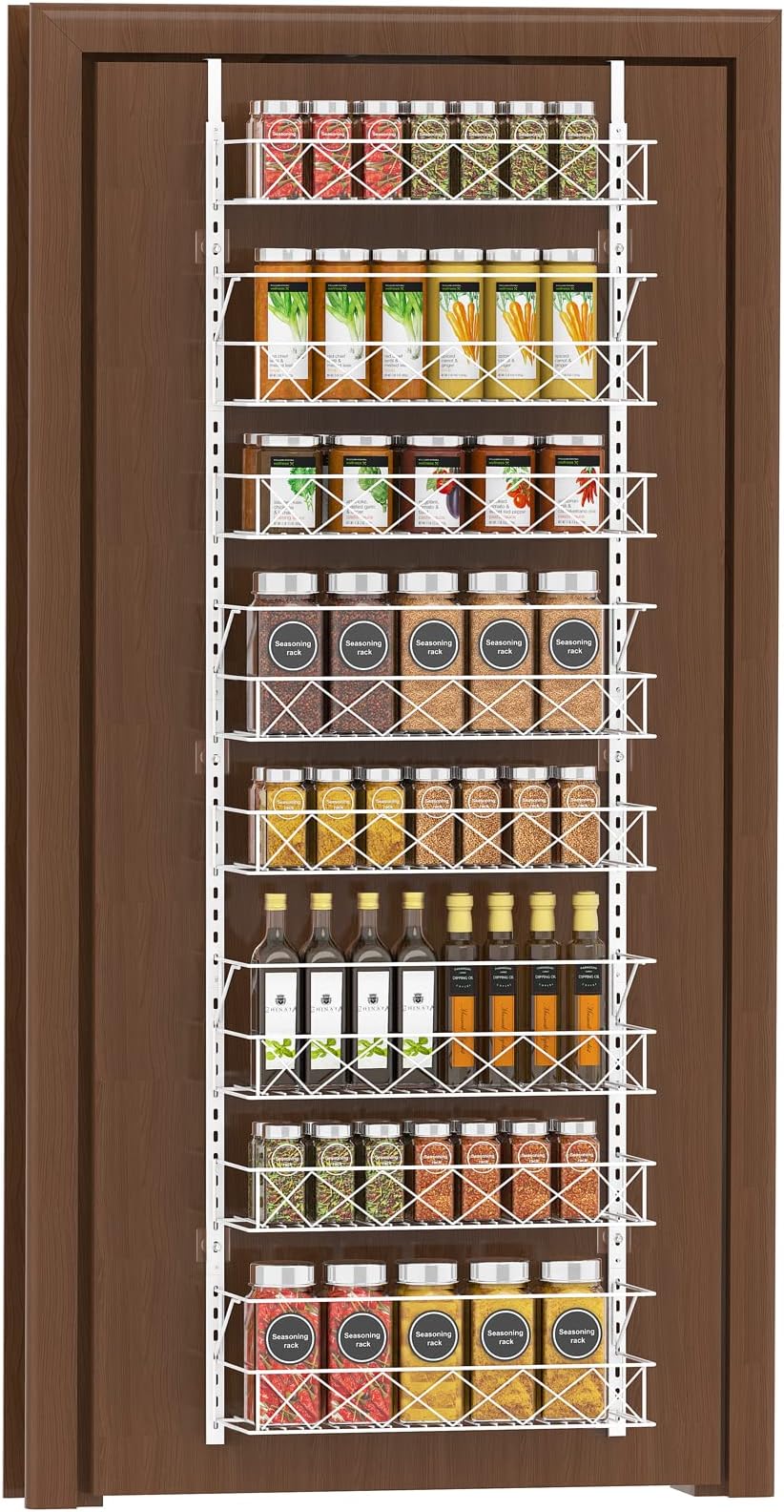 Spice Rack Wall Mount 6 Pack, Hanging Seasoning Organizer for Kitchen