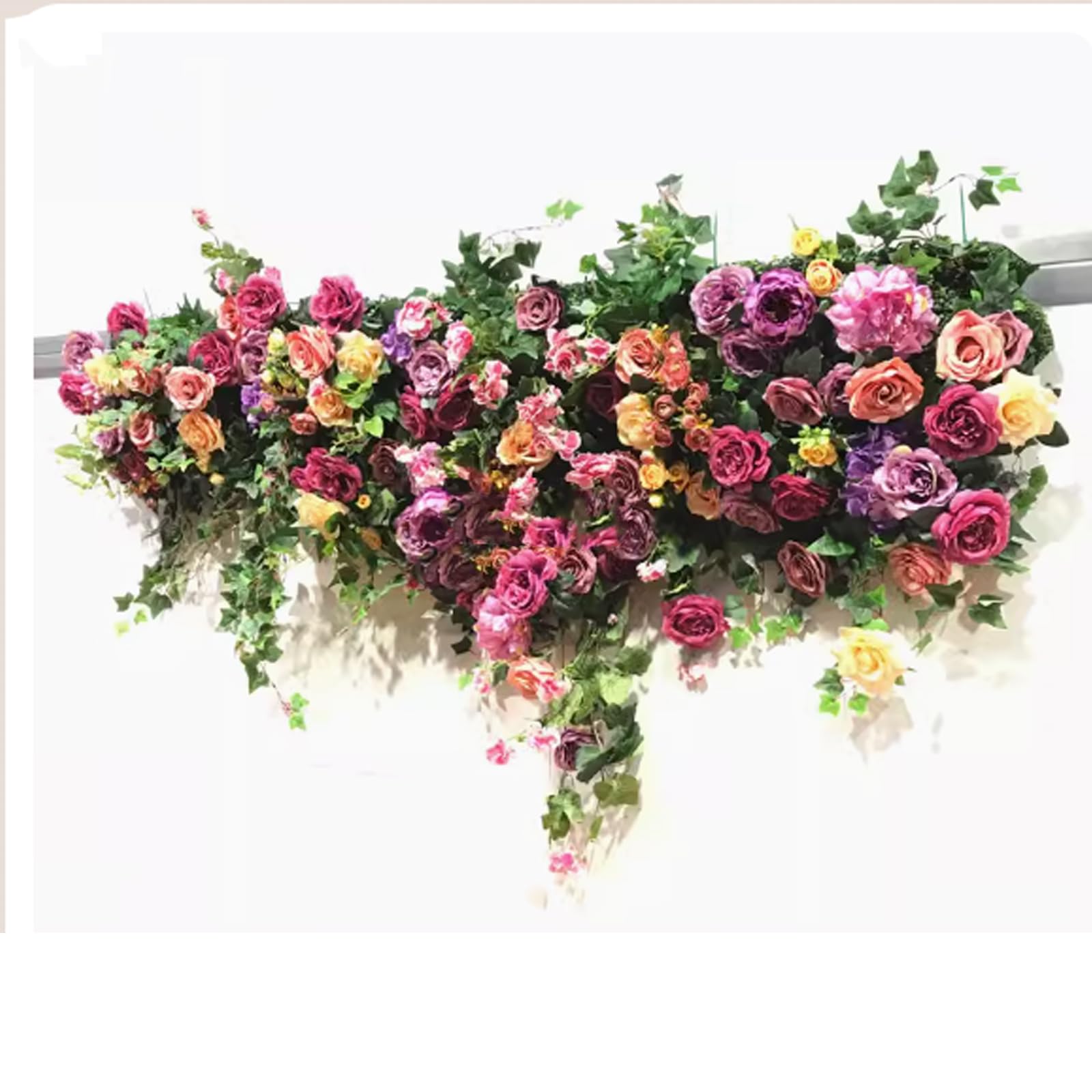 Künstliche Blume, Wandpaneel, Seidenrosen, Wandpaneel aus Seide, künstliche Blumen, Wandpaneele für Hochzeit, Geburtstag, Dekoration, D-3 m, D-4 m