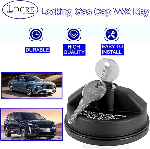 Miniatura 8 de Tapa de gas con bloqueo con 2 llaves, compatible con Chevy Honda, Nissan, Acura, Mazda, Cadillac, GMC Vehicle 4Runner, FJ Cruiser Silverado Camaro y
