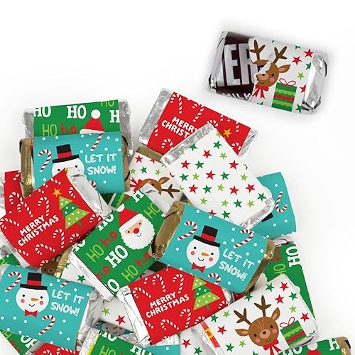 82 piezas de caramelos de Navidad para fiestas en miniatura, chocolate, no requiere montaje, Papá Noel, reno y muñeco de nieve