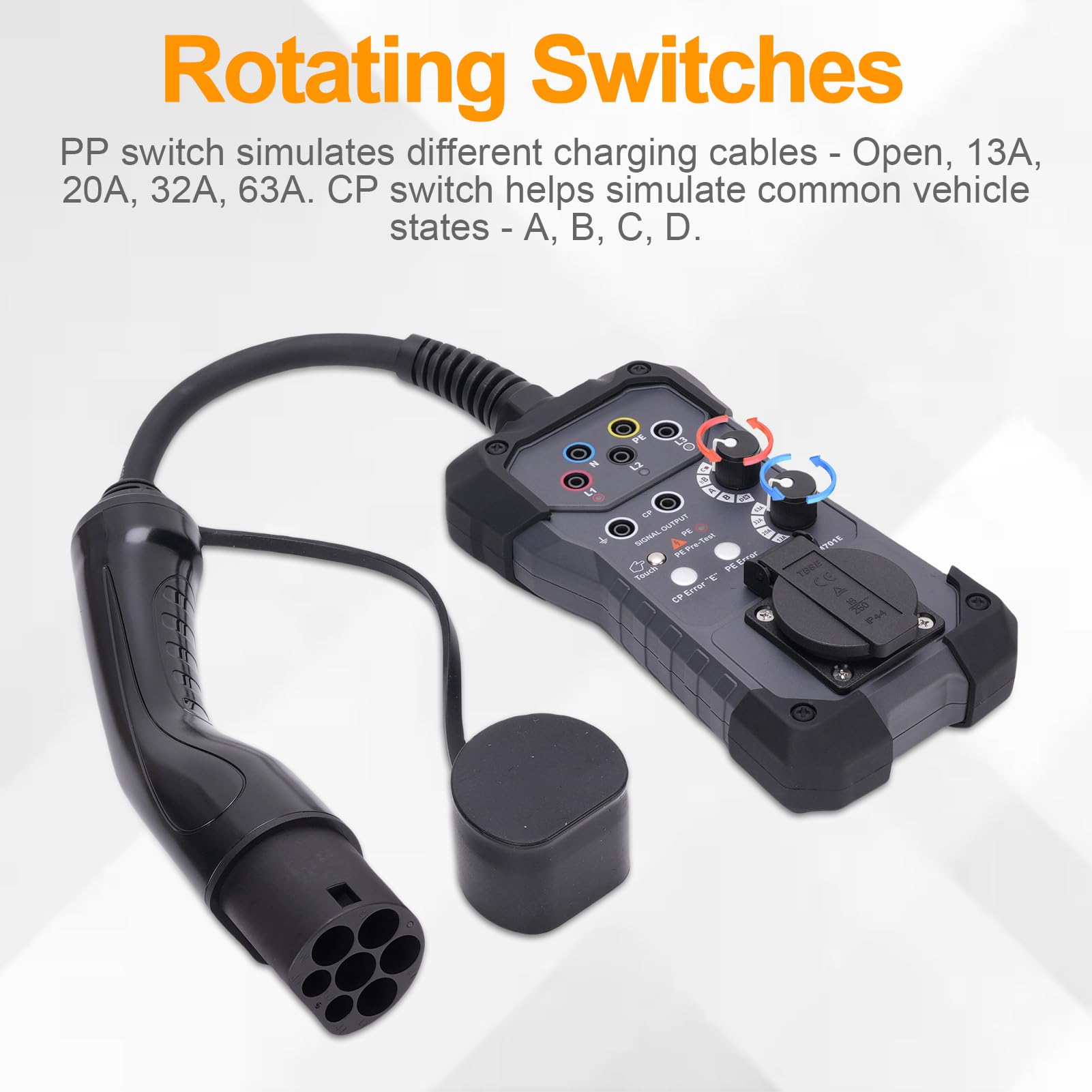 Luocute Adattatore del Tester EVSE, Presa Universale 4 Mm, Tester di Tensione per Test della Stazione di Ricarica EV, Compatibile con Tester, Multimetri e Oscilloscopi