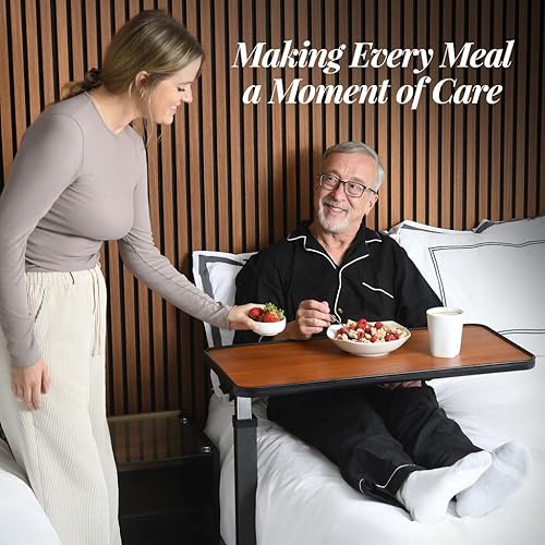 Miniatura 5 de Medical king Mesita de noche ajustable con ruedas, escritorio de cama sobre la cama con ruedas, mesa de hospital para uso en el hospital y el hogar