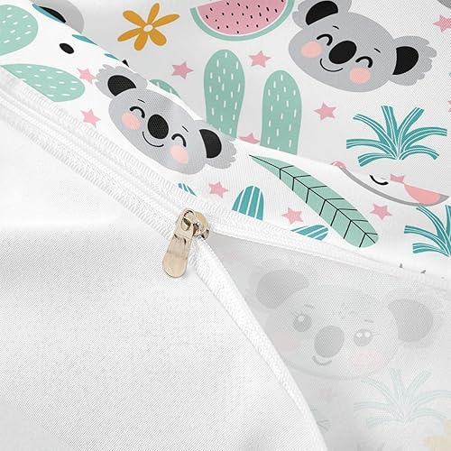 Vista 100 de Feelyou Funda de edredón de perro de dibujos animados, juego de ropa de cama para niños y niñas, perros y flores, funda de edredón con plantas Multi