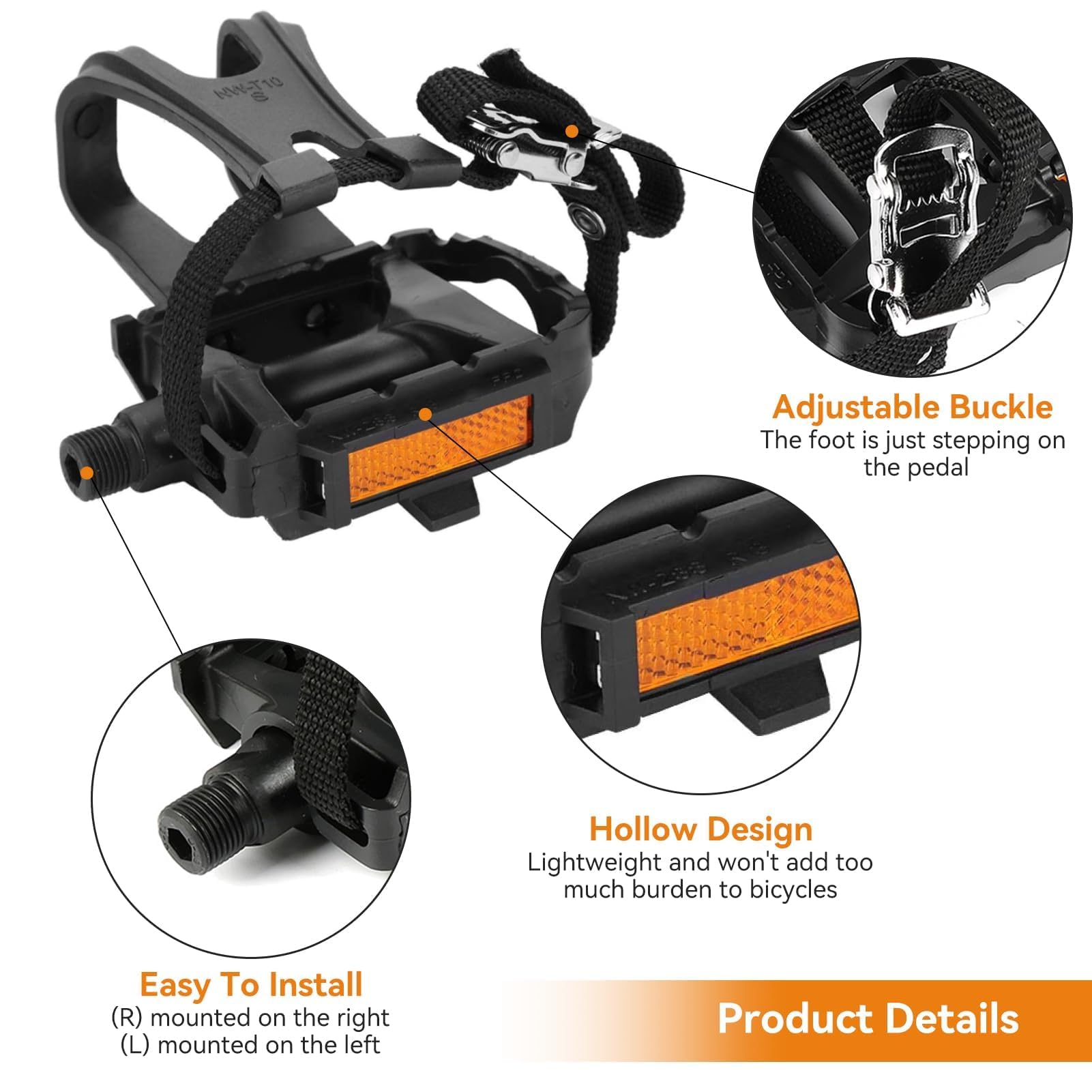 pedal net 1 Pair Bike Pedals, Bike Pedals with Toe Cages Road Bicycle Toe Clip Cages Adjustable Bicycle Clips Straps for Wide Shoes Indoor Outdoor Cycling : Sports & Outdoors Depth:1.5