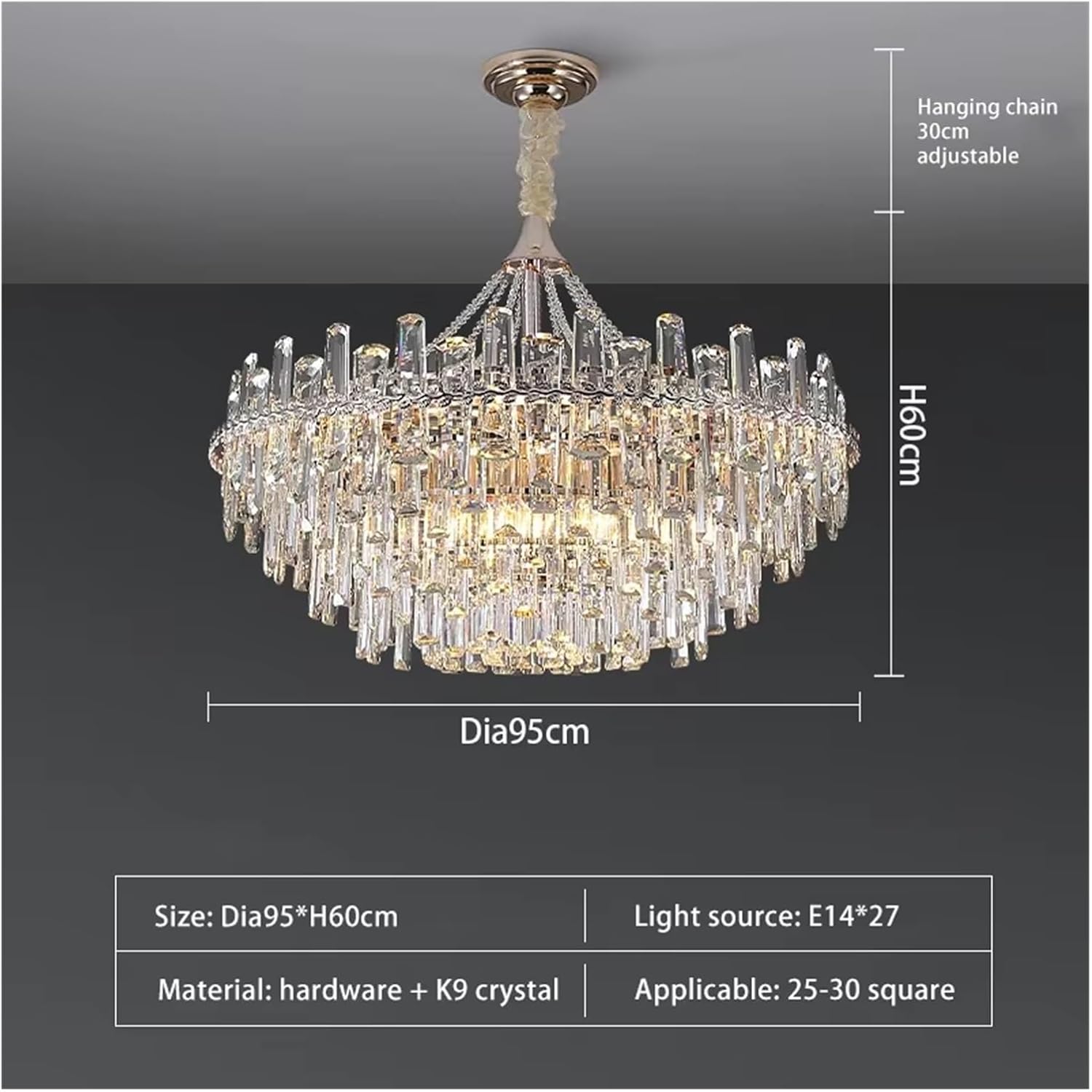 Luxury Crystal Lamp Home Living Room Bedroom Dining Room Living Room Luxury Villa Suspended Crystal Chandelier,luminaire