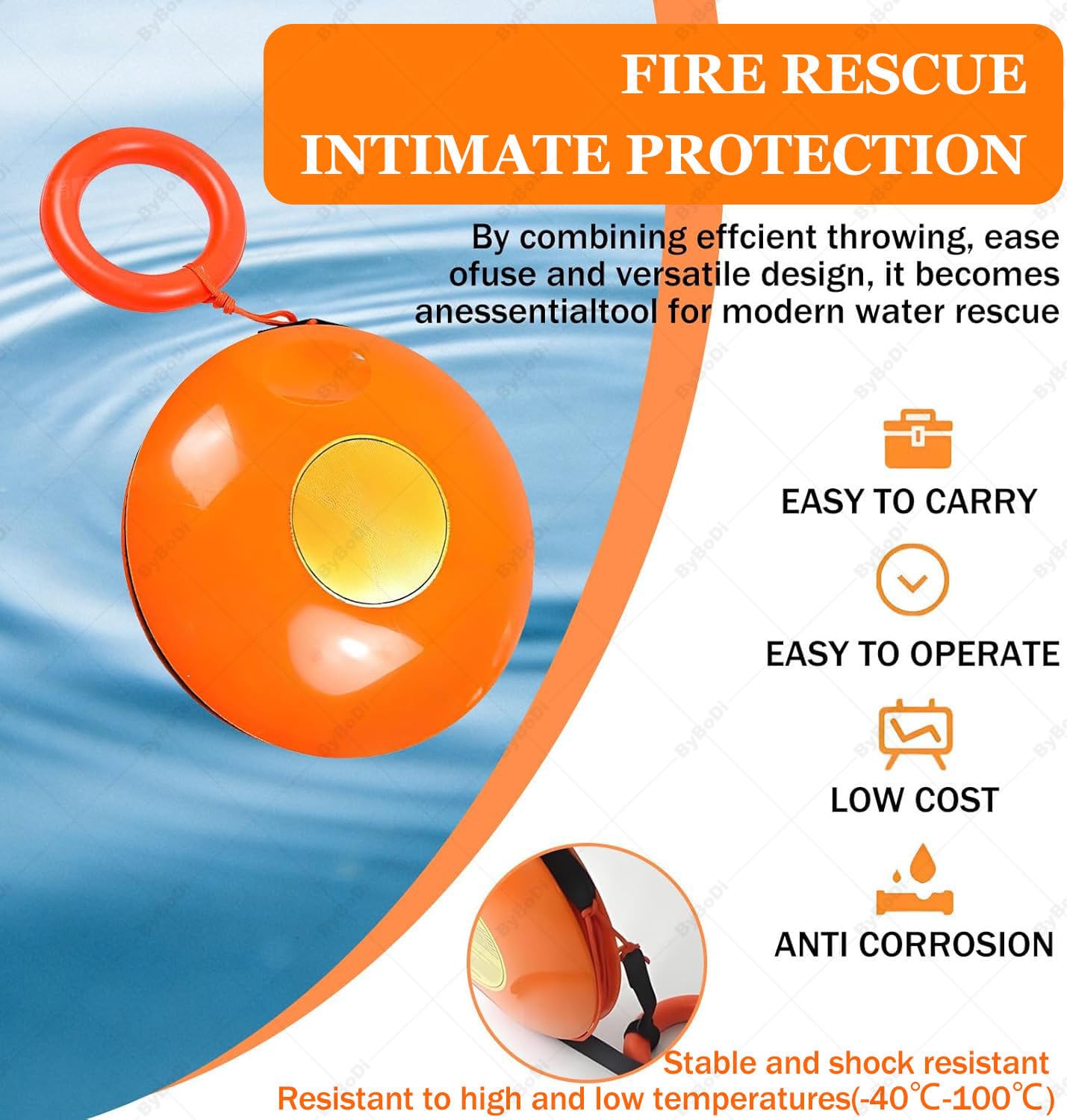 Disco de rescate de agua lanzable con cuerda y anillo de mano para situaciones de emergencia en piscinas, lagos y barcos