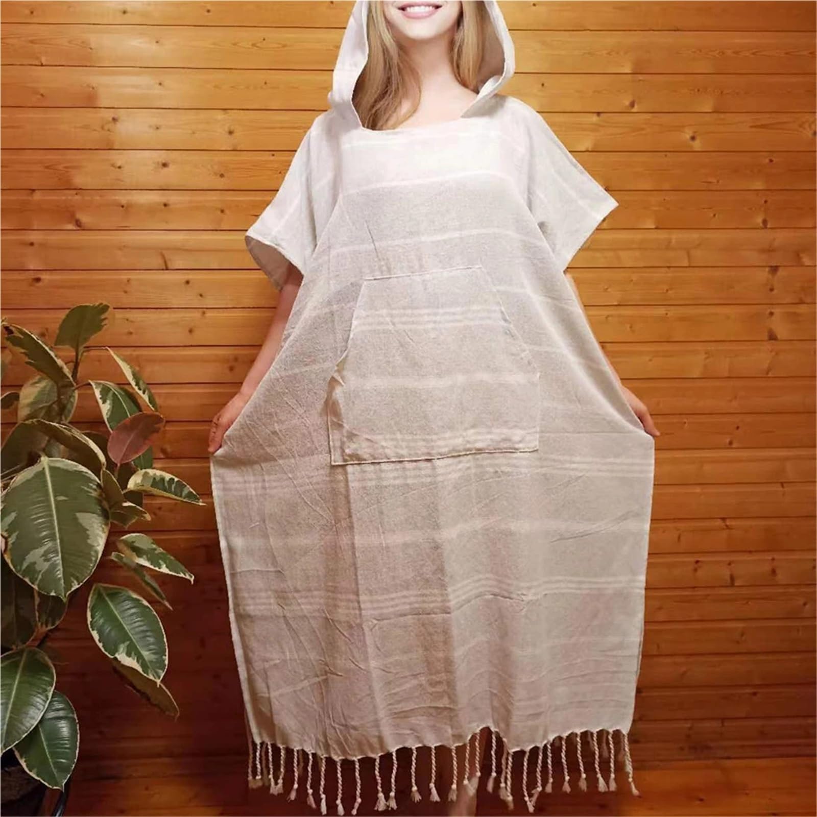Poncho da surf con cappuccio, 120x90 cm, for uomo e donna, for nuotare, spiaggia, viaggi, asciugatura rapida, accappatoio, mantello, asciugamano bagno Poncho da Spiaggia(Light grey)
