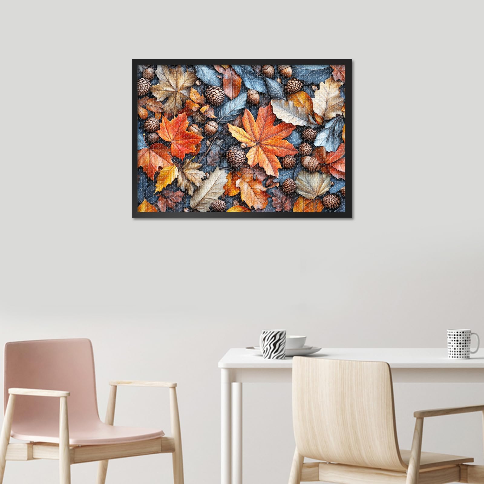 Maple Leaf Jigsaw Puzzles, Vibrant Autumn Leaves and Acorns Puzzle for Adults 1000 Pieces - Image 2
