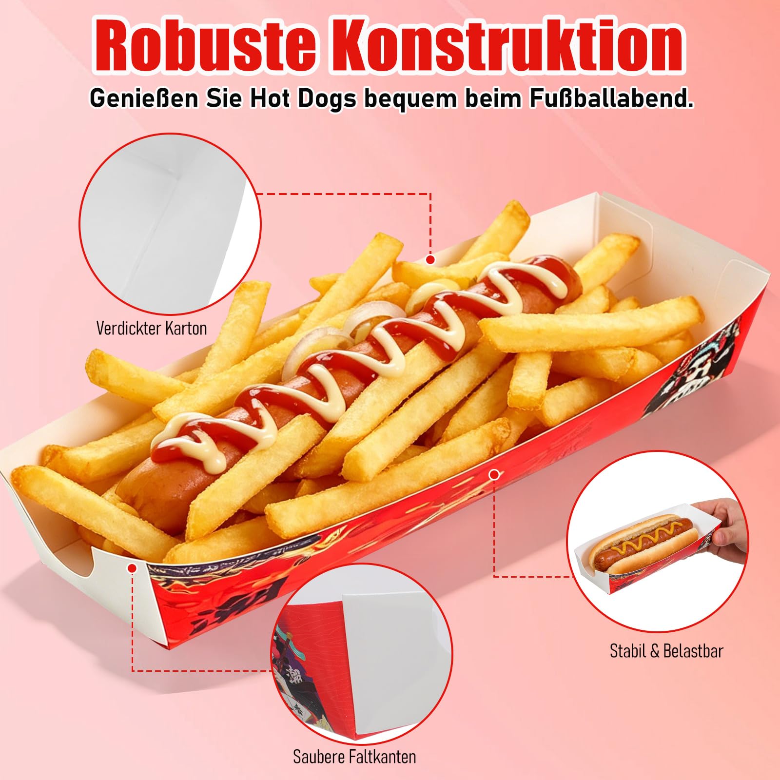 iplusmile Hot Dog Lot de 100 boîtes en papier pour hot dog