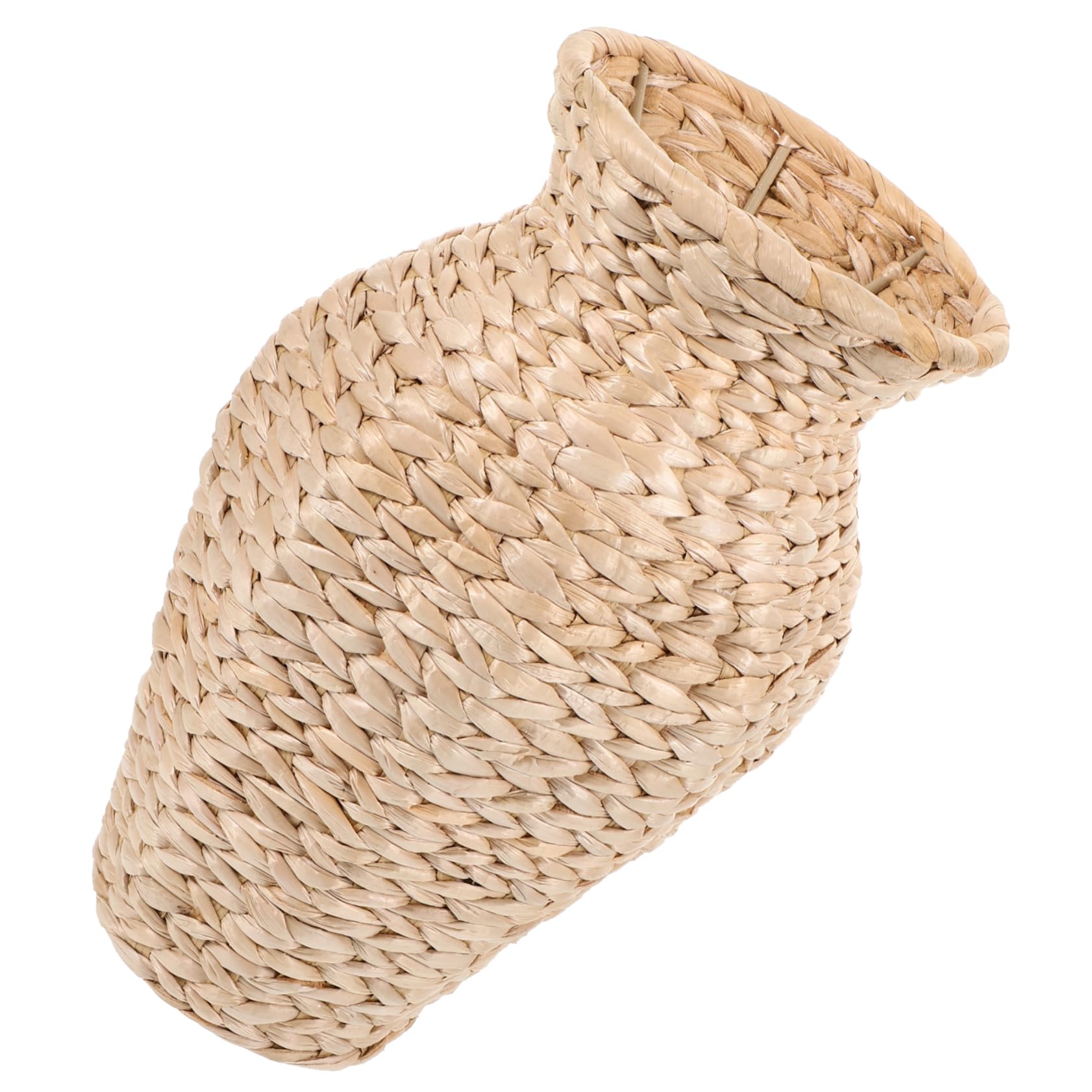 Vase salon beige en massette tissée Gatuida pour fleurs artificielles