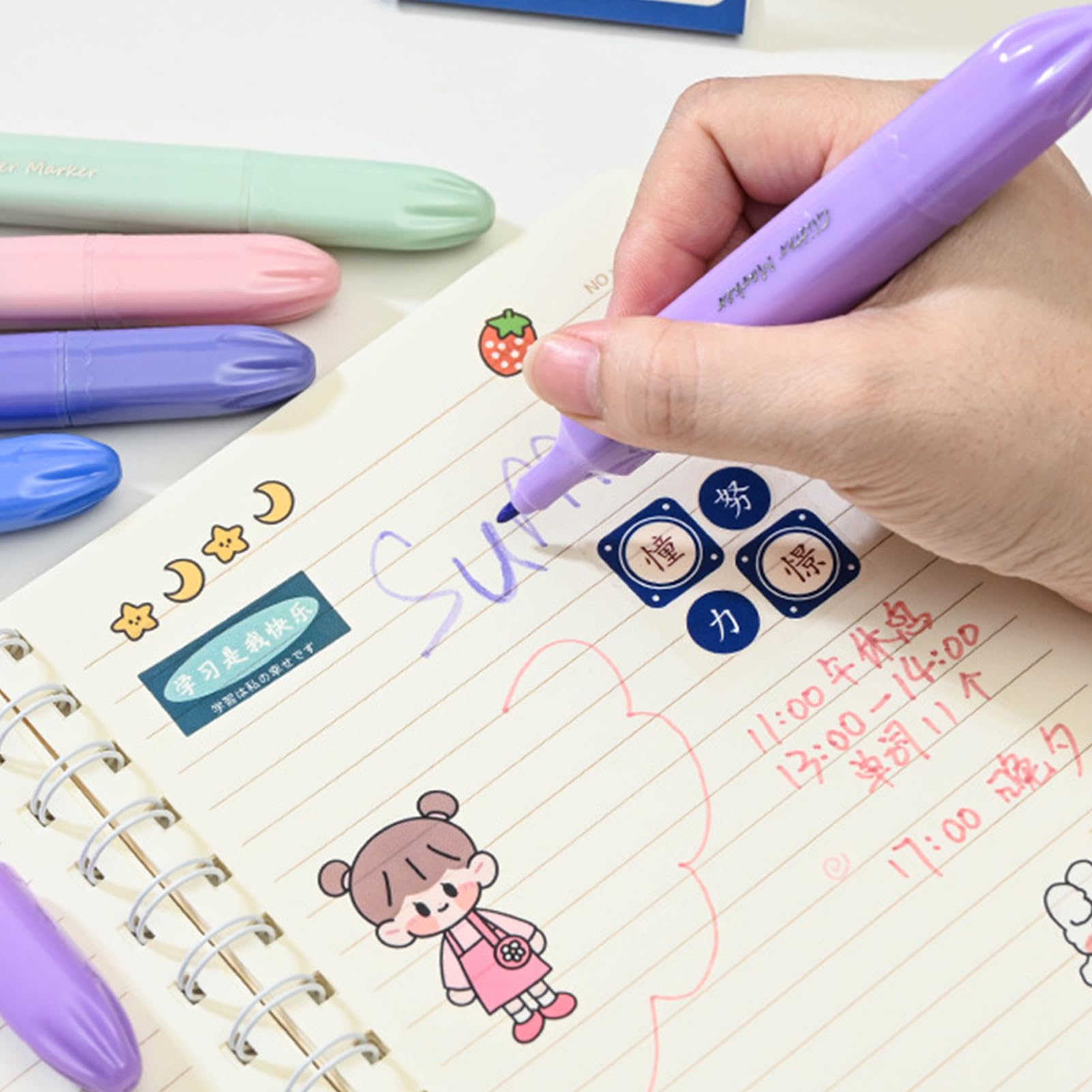 Bunte Textmarker,4 Stück Textmarker mit doppeltem Ende | Textmarker-Stift, ästhetische Textmarker, Textmarker-Set, Dicke Textmarker zum Organisieren und Ausmalen