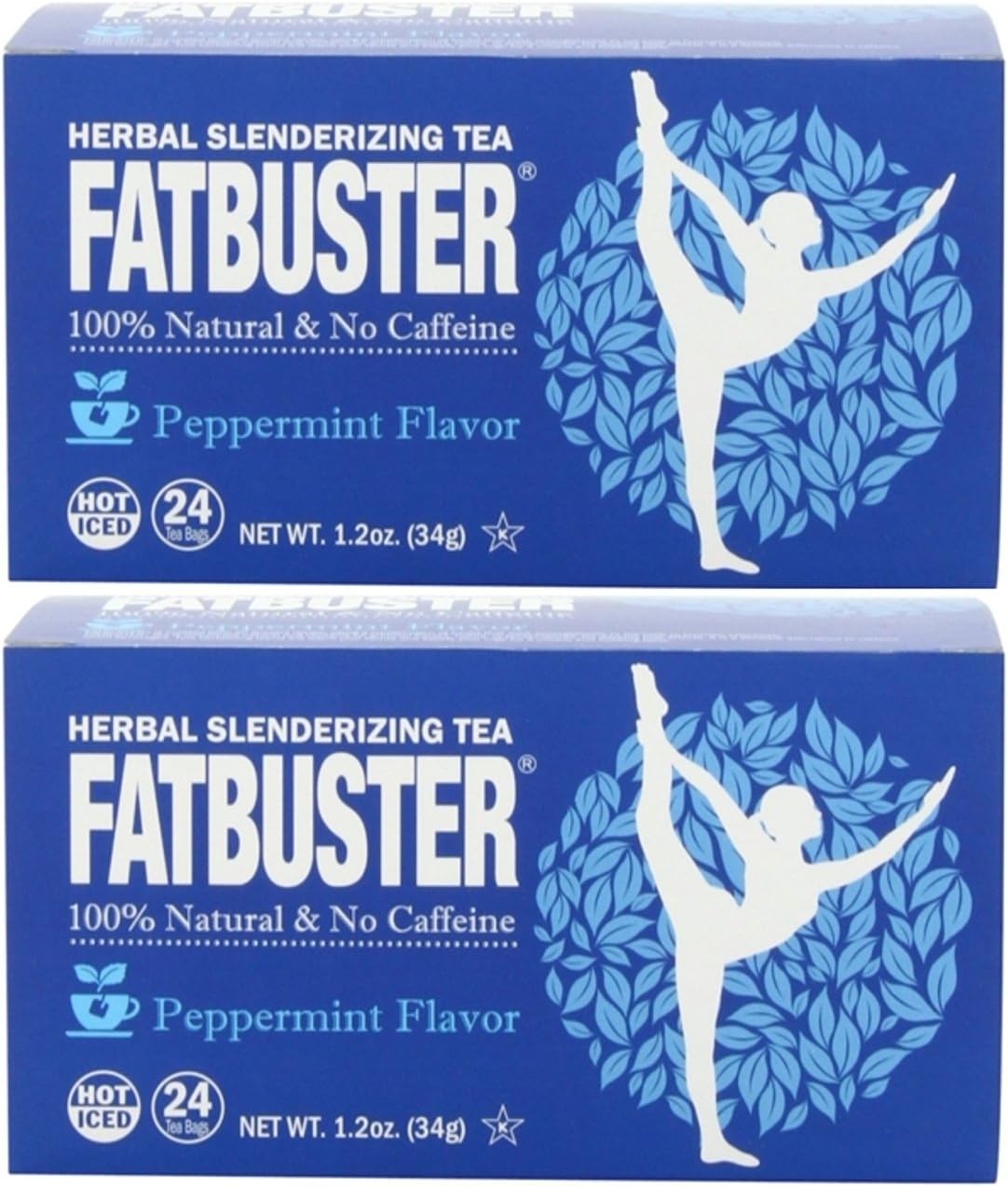 Fatbuster Herbal Slenderizing Tea Peppermint Tea Flavor - Weight Loss Diet Tea, 24-Count Tea Bags (Pack of 2) (Peppermint)
