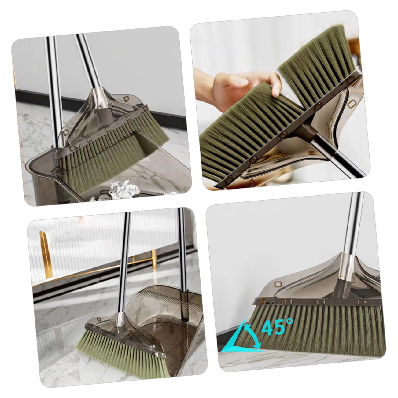 MAGICLULU Besen und Kehrschaufel Satz Stehend Schlanke Pet Borsten Windstabile Kehrschaufel für Bodenreinigung im Haushalt | Kunststoff, Metall und Pet, Antiwindstabile Kehrschaufel, für Bodenreinigung Zuhause