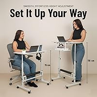 Vista 2 de Modelo 2026 Escritorio con ruedas de altura ajustable con ruedas, mesa portátil compacta para portátil, estación de trabajo móvil para estudio