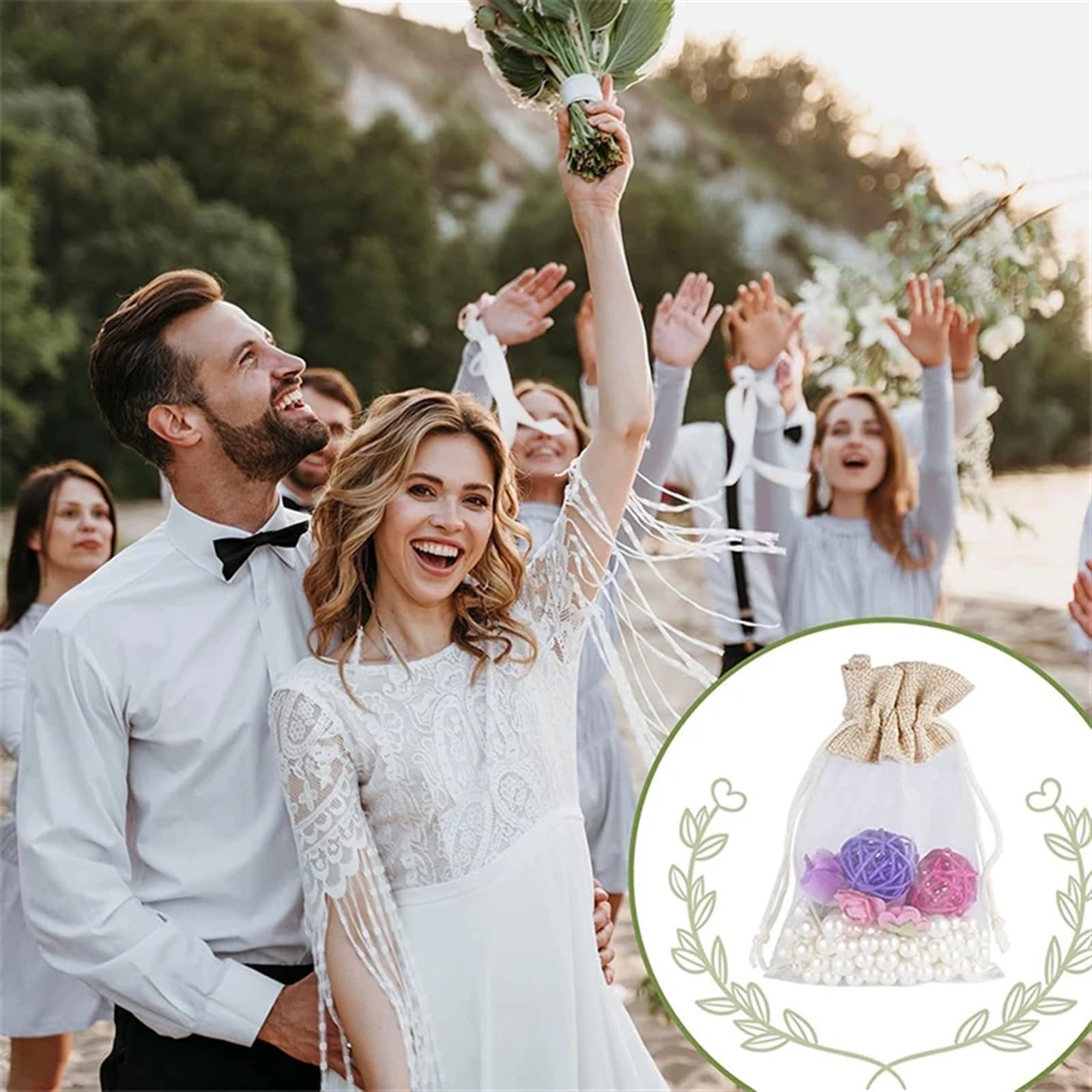 Geschenkbeutel 30 Stück kleine Geschenk-Süßigkeitstüten for Hochzeit, Festival, Party, Verpackung, Geschenktüten, Beutel mit Kordelzug, Hochzeitsgeschenke for Gäste, 10 x 15 cm