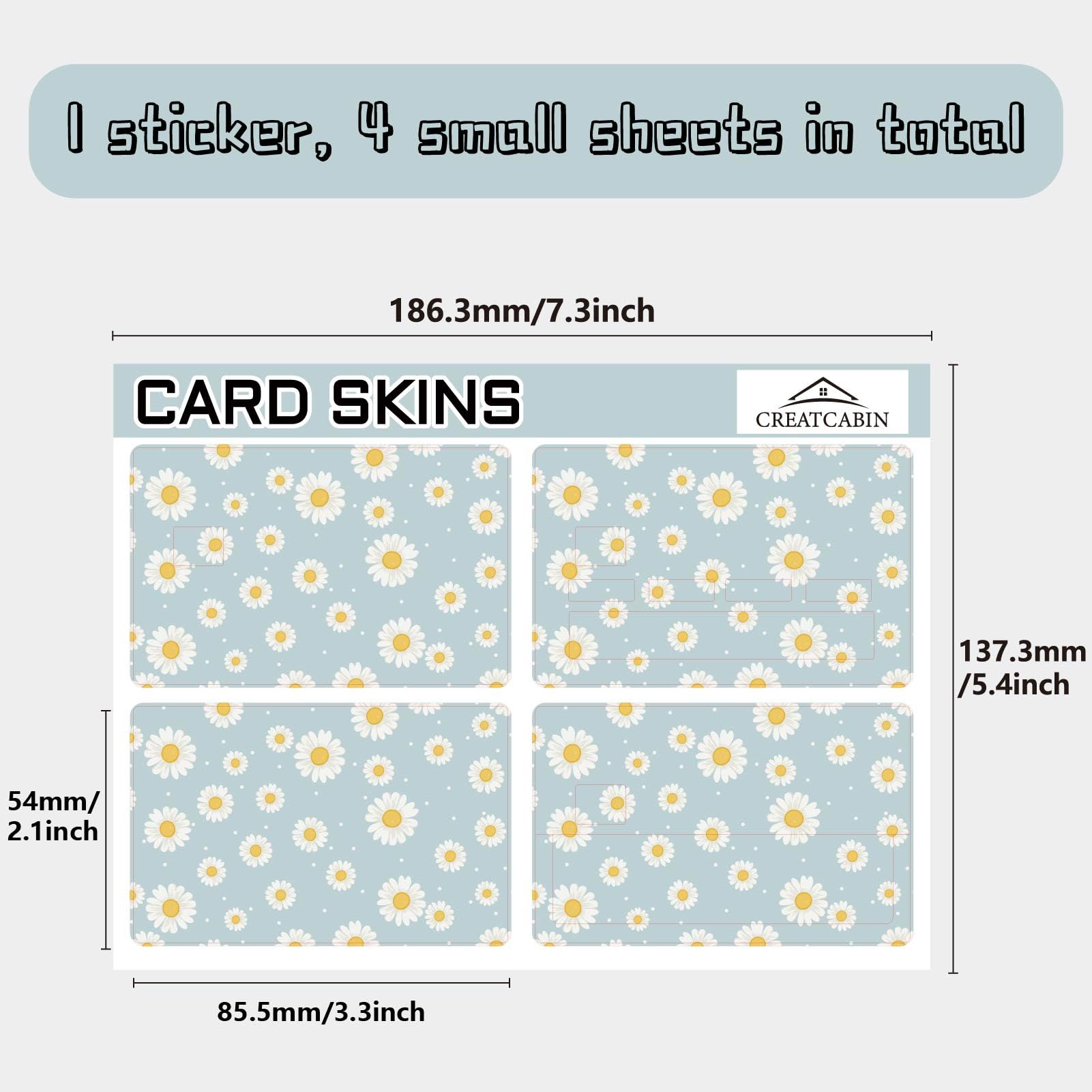 CREATCABIN Adesivi Per Carte Di Credito - Skin Impermeabili Con Stile Margherite, 4 Pezzi - Foto 3