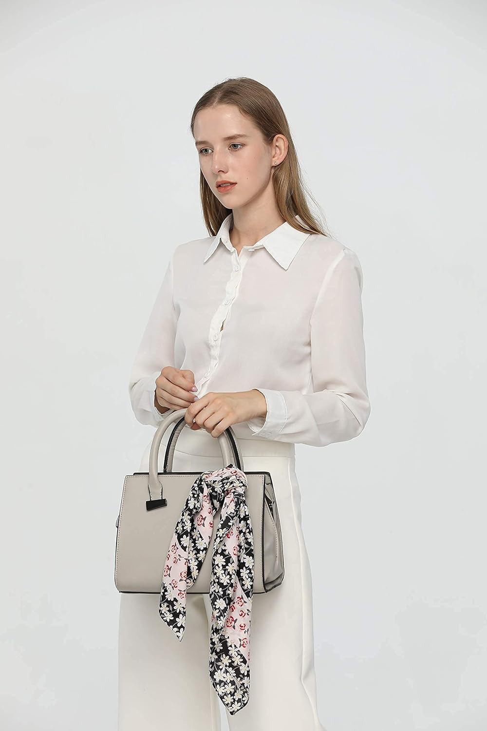 Women's Boho Satin Head Scarf, Silk Feeling Square Mulberry Tropical Hair Neck Scarves Wraps Fashion Bandana