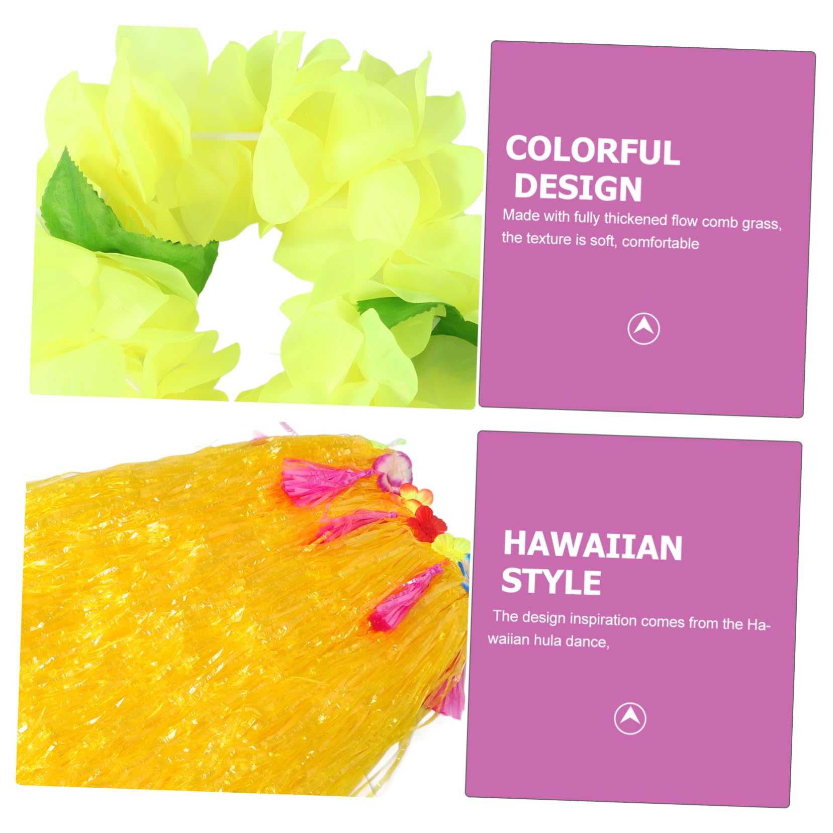 Traje de falda de hierba de colores traje inflable faldas de hula para adultos disfraces Conjunto de traje hawaiano de piezas Traje de hula hawaiano falda luau tocado luau