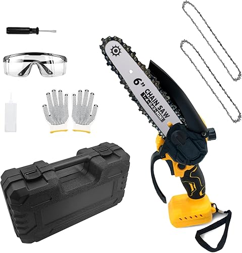Mini motosierra de 6 pulgadas para batería Dewalt de 20 V, funciona con batería (no incluye batería), engrasador automático, motosierra manual sin