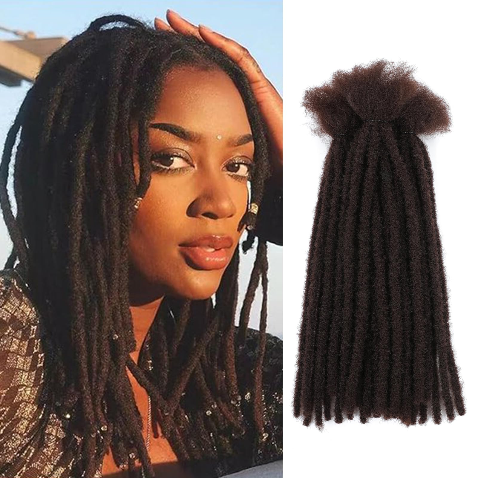 SHIHERESH Dreadlock Extensions Synthetic Hair 0.4cm Width 30 Strands Soft Dreads Extensions Dreads Loc Reggae Hippie Handmade Dreadlock Extensions for Women/Men(4#,12inch)
