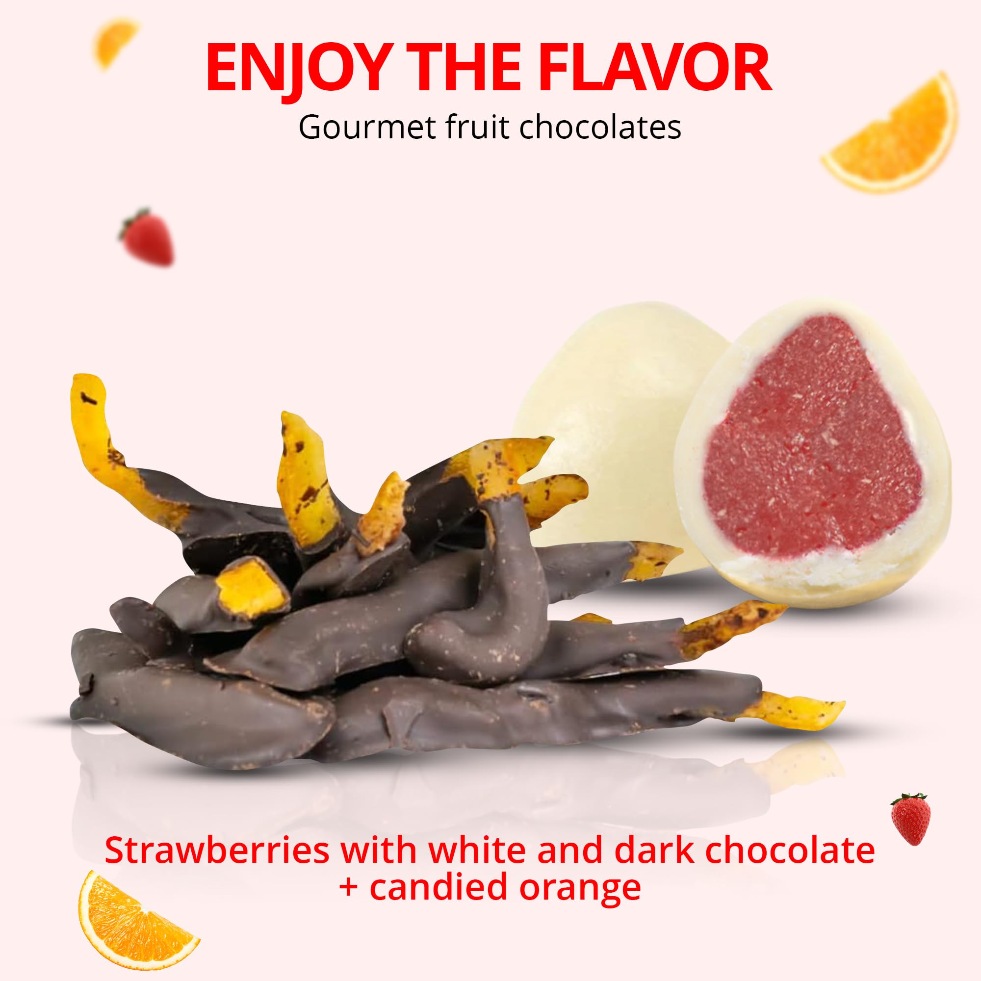 CHAMBALL Caja de Bombones Gourmet – Chocolates Originales para Regalar con Fresas, Naranja, Almendras, Pistachos y Nueces, Artesanales | Bombones para regalar, Chocolate Belga, Caja Regalo Chocolate