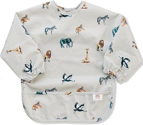 Bubba Bear Babero para bebé con mangas, delantal de alimentación de manga larga para niños pequeños para comer y destete de plomo, a prueba de