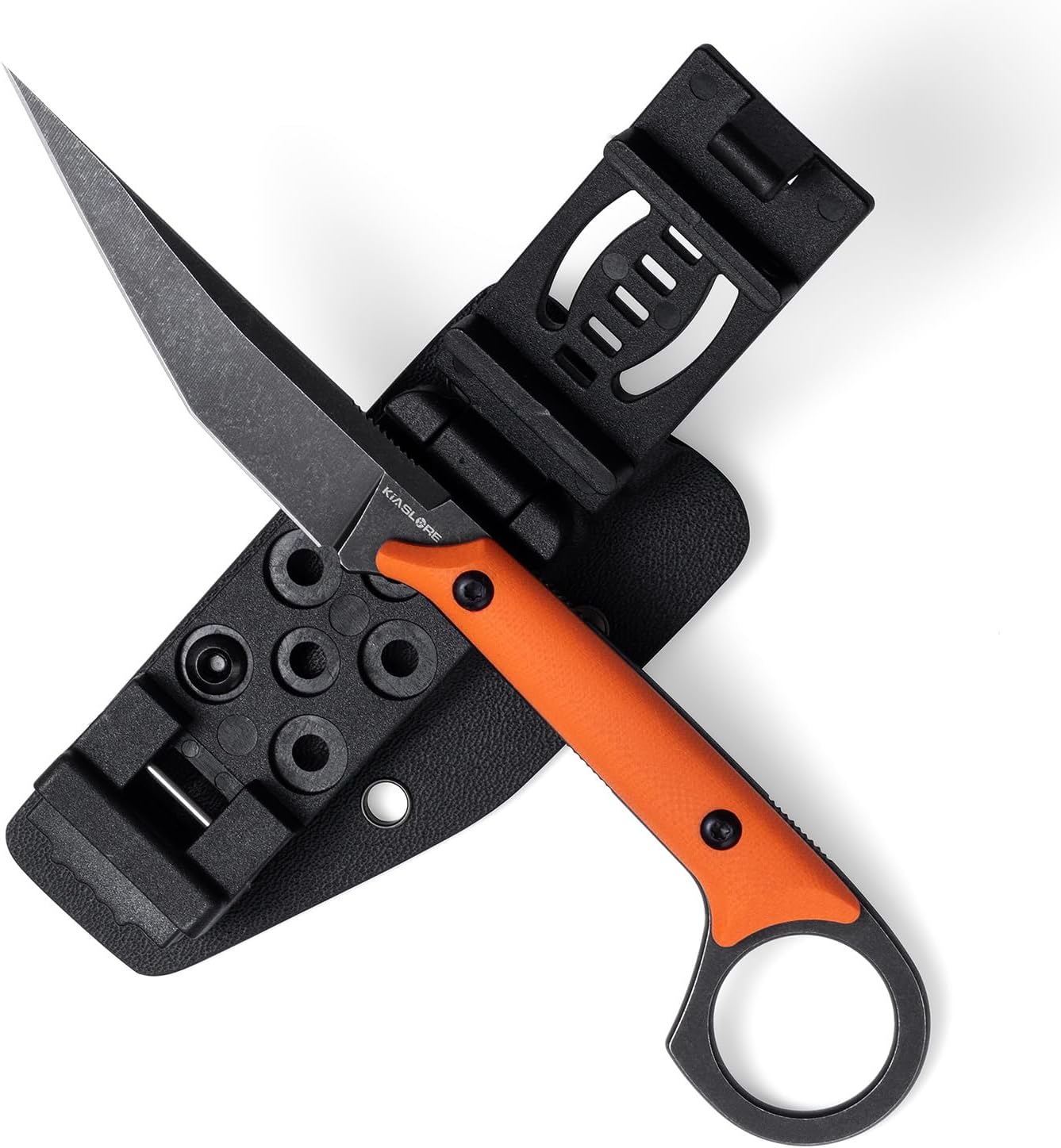 KS527 Fixed Blade Knife, D2 Blade G10 Handle for Men Women, with Kydex Sheath, Utility Knife for EDC Survival Hiking Camping Outdoor Everyday (Orange) - Image 2