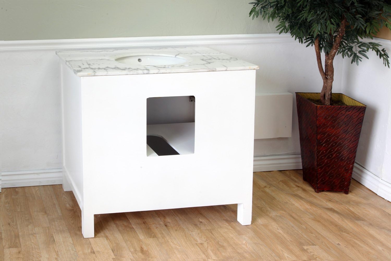 600168-36W 36-Inch Single Sink Vanity, Wood, White