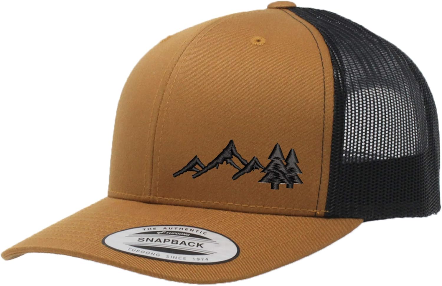 Embroidered Mountain Trucker Hat, Breathable Mesh Snapback Cap for Men & Women, Adjustable Baseball Outdoor Hat