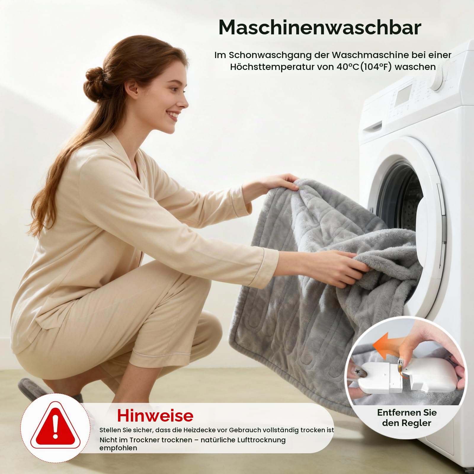 Heizdecke mit Abschaltautomatik 130x180 cm 35-55°C & 12H Auto-Off-Timer