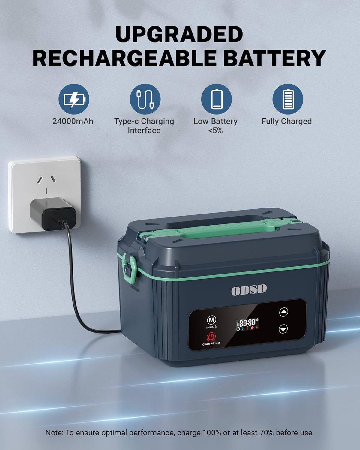 ODSD Cordless Heated Lunch Box for Adults, 5-Cup Electric Lunch Box with Timer, Portable Food Warmer with 360° Even Heating for Car, Office, or Outdoors