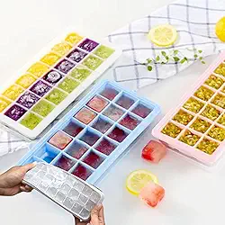 Forma Gelo Silicone 24 Cubos Flexível Durável Fácil de Limpar Com Tampa Rígida BPA Free