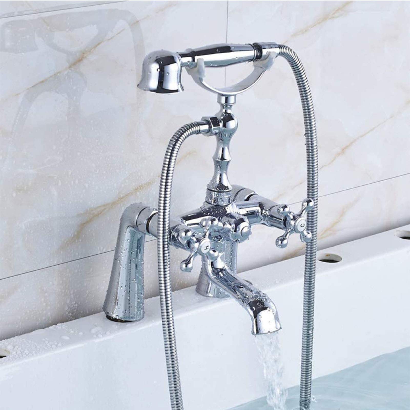 Robinet de baignoire en laiton vintage mitigeur de douche sur pont chic