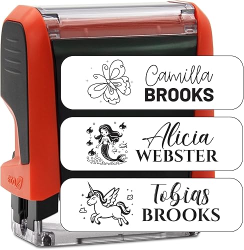 Pickled Stamps Sello de ropa personalizado | Tela personalizada autoentintada para ropa de niños, campamento, uniformes escolares, nombre de