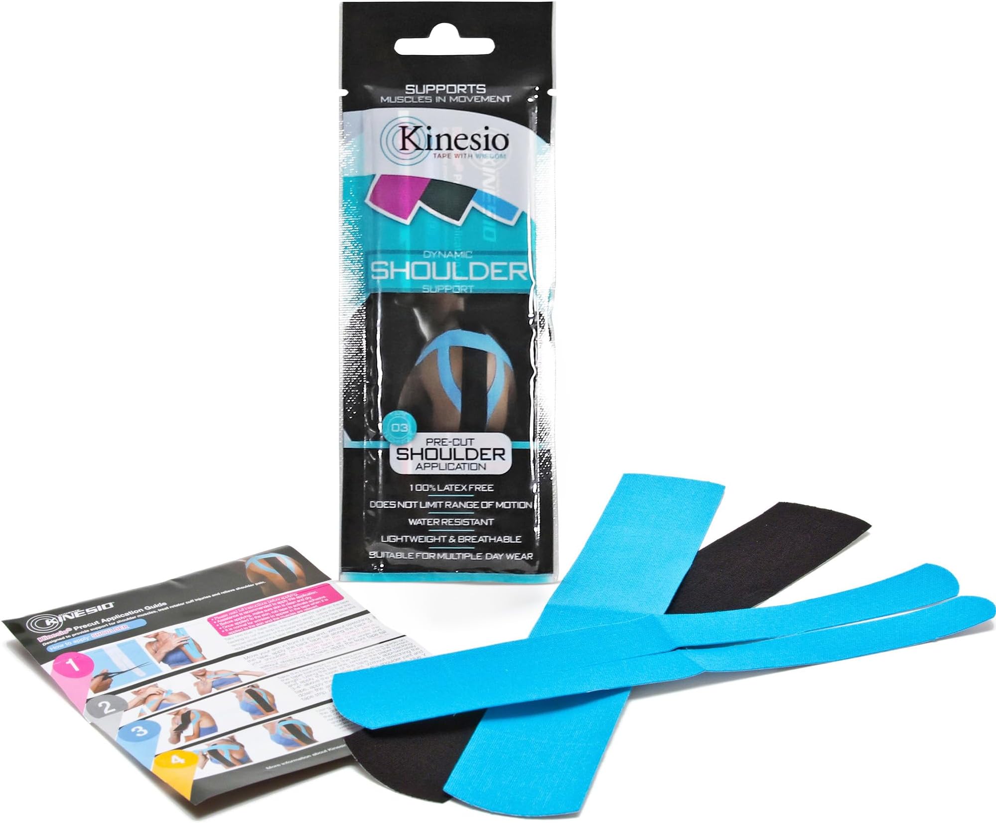 Kinesio Pre Cut Tape - Shoulder - 1 Application (Black/Blue Tape)
