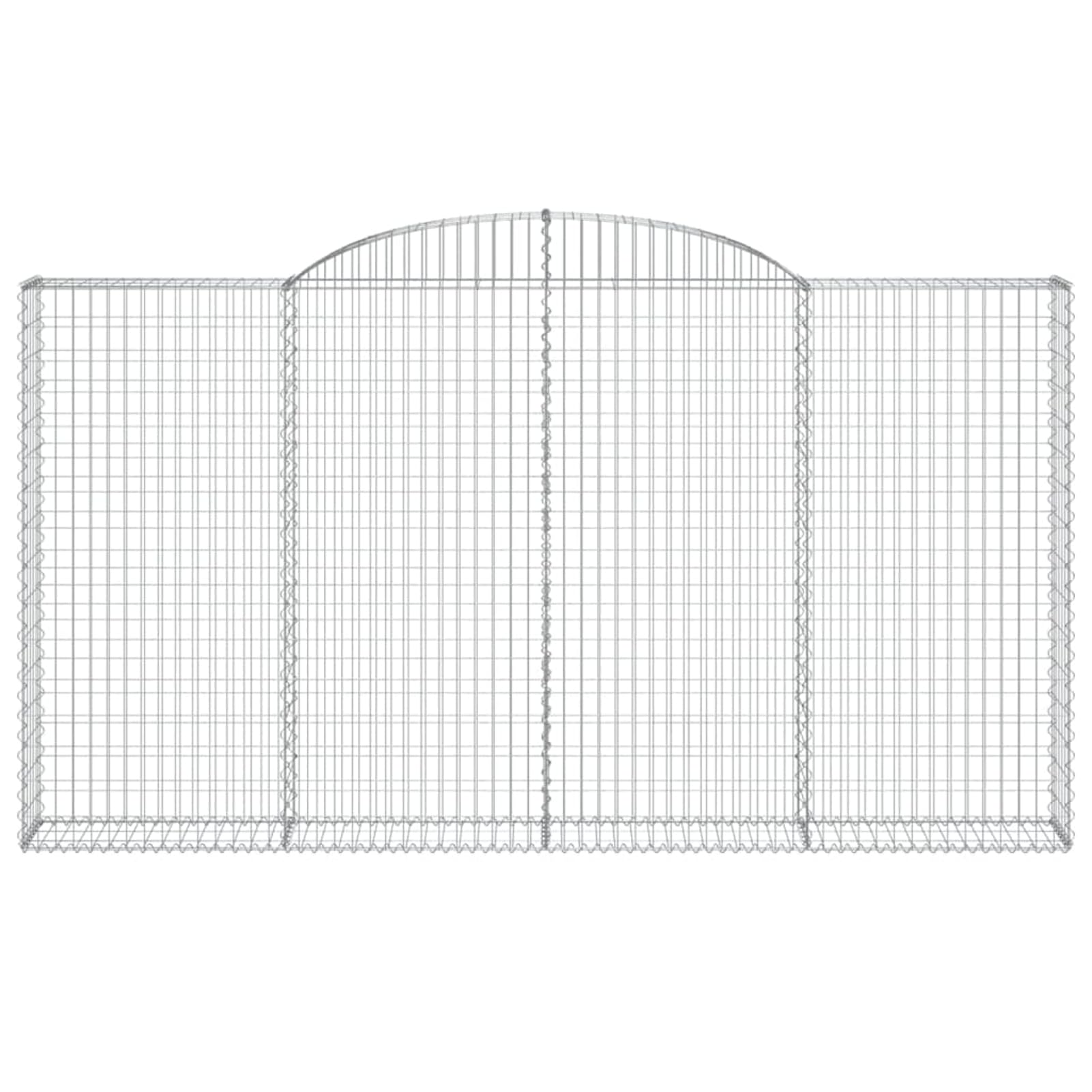 Gecheer Gabione mit Hochbogen 300x30x160/180 cm Verzinktes Eisen, Gabionenkörbe Gabionenwand Steinkorb Gabione Mauer für Garten Sichtschutz Gartenbegrenzung Terrasse153508