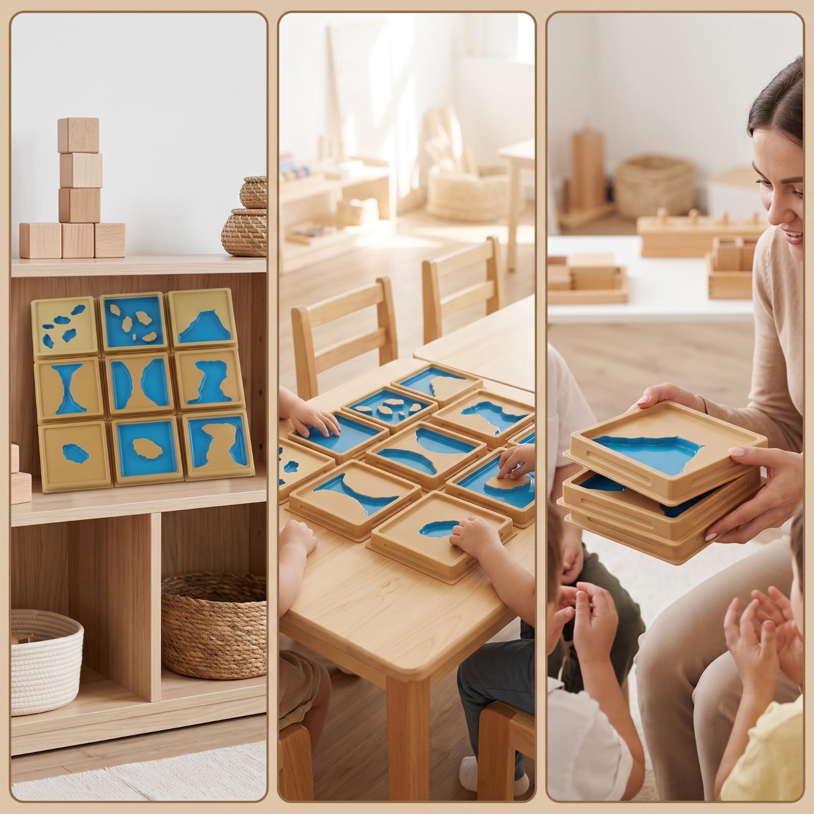 4 Piezas Tablero Geografía Didáctico Material Educativo Resistente Juguete para Maestros, Educadores, Escuela en Casa