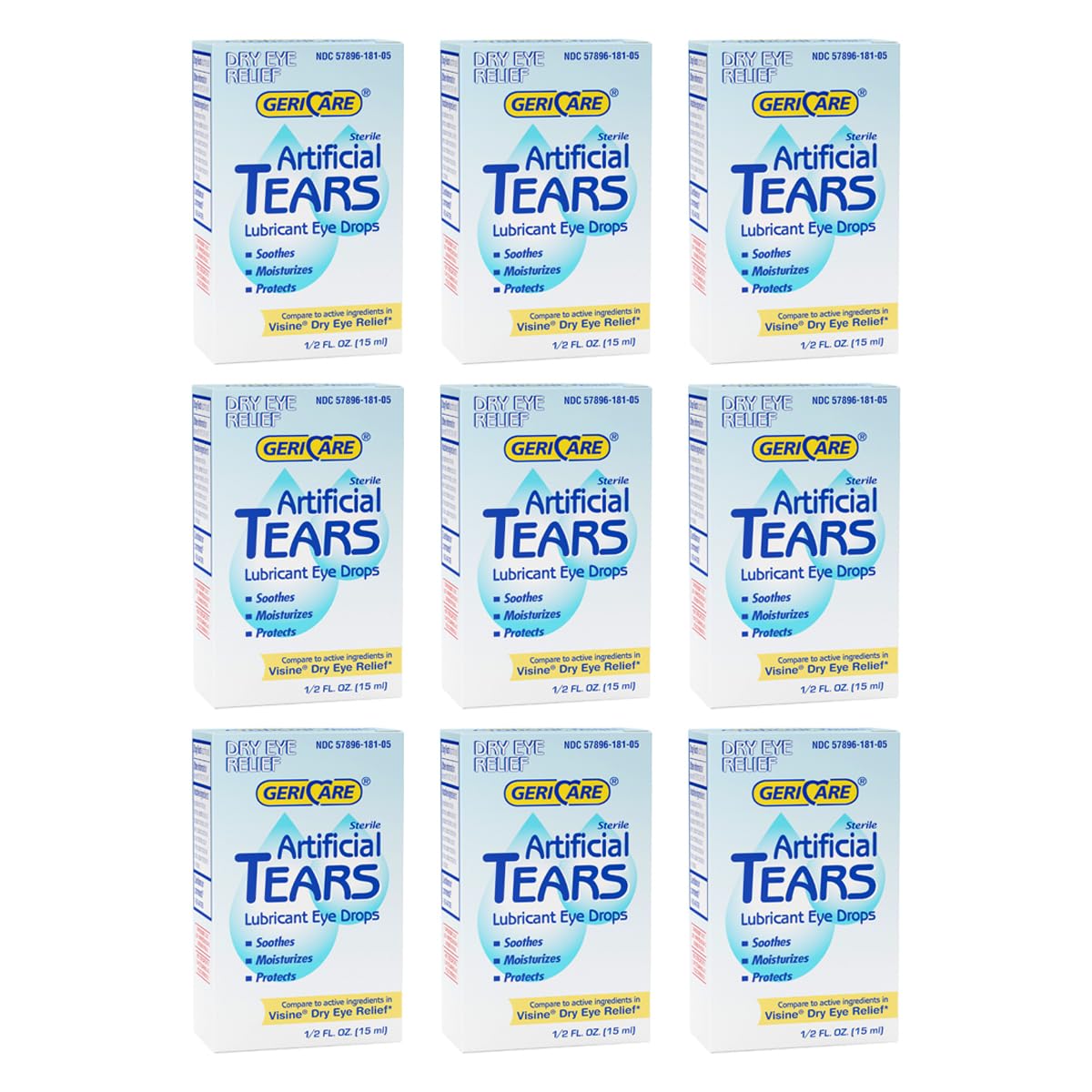 GeriCare Artificial Lubricating Tears Soothing Eye Hydration Drops - Long Lasting Eye Lubricant Formula 0 5 fl oz