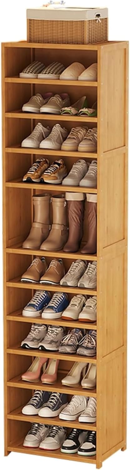Shoe Storage Cabinet Cabinets Hallway Slim Cupboard Cupboards Hallways Slimline，Slim Bamboo 11-Tier Vertical Shoe Rack with Breathable Door - Space-Saving Entrywayfor Wardrobe & Cabinet Stor