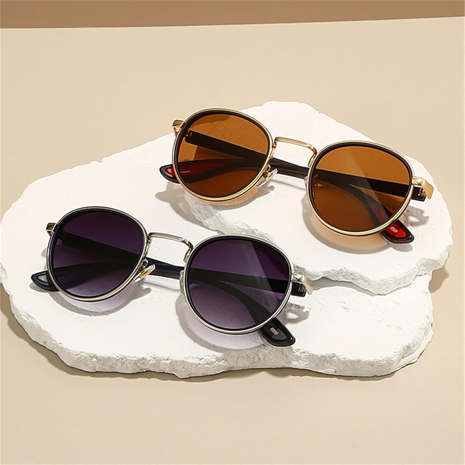 Round Sunglasses - UV400 Protection - Lightweight Plastic & Titanium Frame - for Men & Women Outdoor Sports & Driving