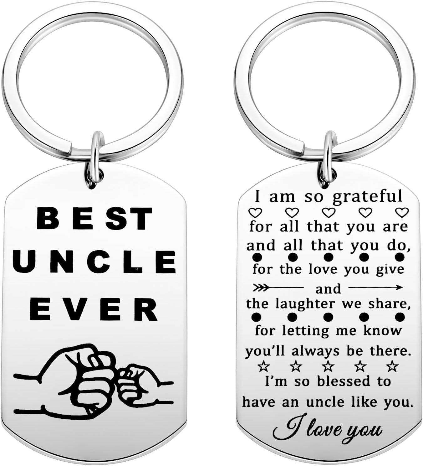 KvekstioUncle Keychain Gifts from Nephew, Father's Day Thank You Present for Uncles from Niece, Best Uncle Ever Keychains for Men, Double Sided