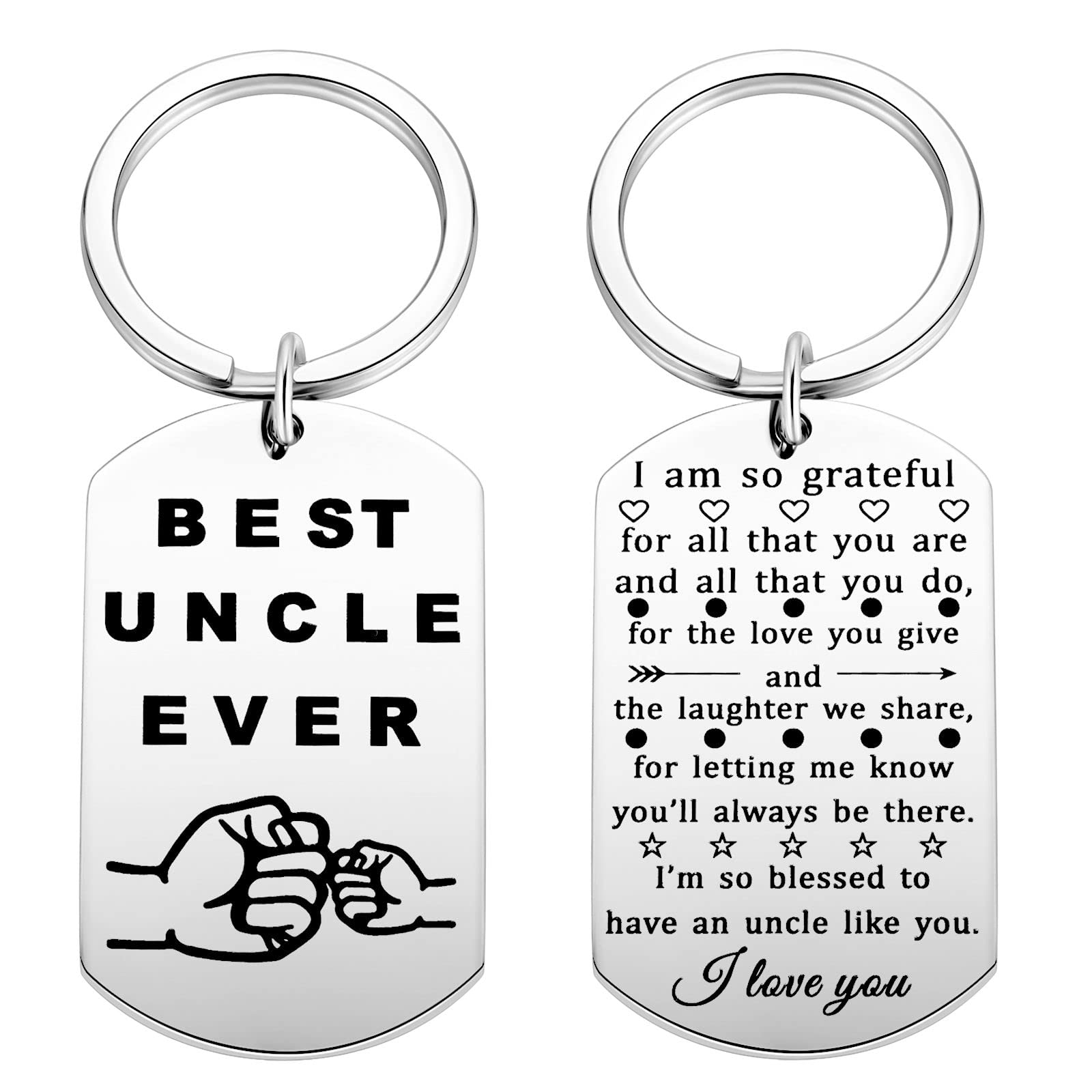 KvekstioUncle Keychain Gifts from Nephew, Father's Day Thank You Present for Uncles from Niece, Best Uncle Ever Keychains for Men, Double Sided