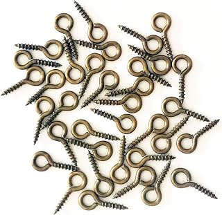 Small Screw Eyes Pin Hook Eyelets Screw Threaded Key Chain Hooks 12 x 5mm Mini Screw Eyes Pin Hoop for Jewelry Making Bronze 300 Pack