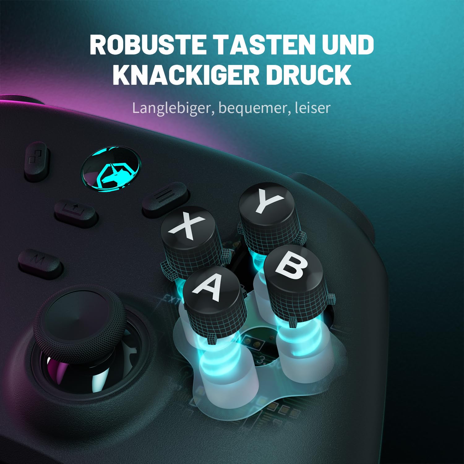 ECHTPower PC Wireless Controller, 1000Hz Gaming Gampad mit RGB/Hall-Joystick/Turbo/Vibration/800mAh Wiederaufladbare Batterie, Wireless-Controller für PC/Switch 2/Switch/Steam Deck/Android/iOS/TV